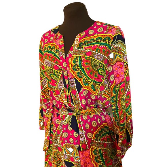 Peach Love multicolor shirt dress size small - Picture 8 of 10